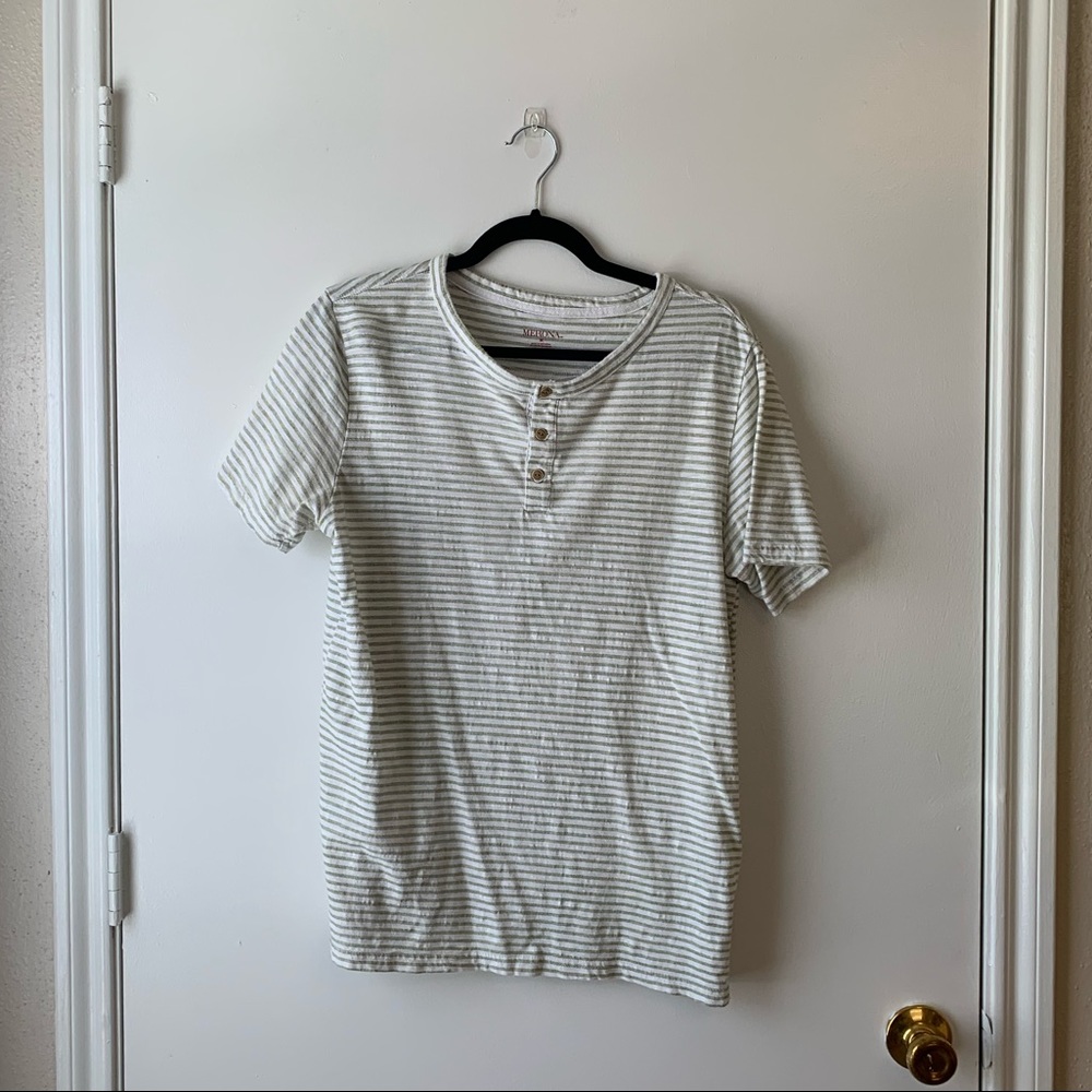 White shirt with light green stripes